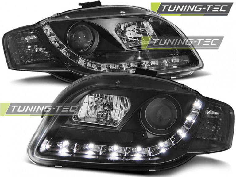 LED Tagfahrlicht Design Scheinwerfer für Audi A4 B7 05-08 schwarz